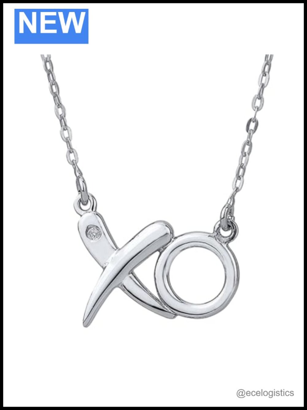 925 Sterling Silver Diamond Accent XO Pendant Necklace for Women